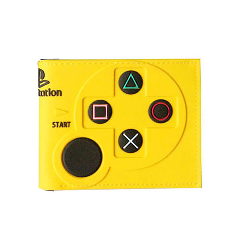 Cartera PSP, botón de control de patrón de mango de juegos, cartera corta de dos plegas, cartera PU juvenil