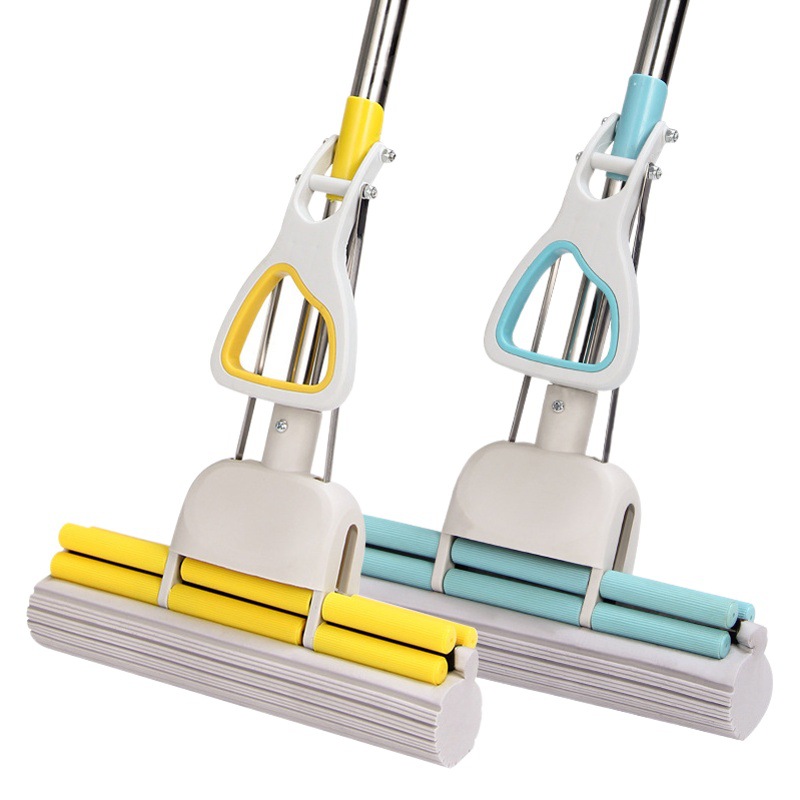 Varilla de acero inoxidable retráctil trapeador de limpieza del hogar trapeador de algodón de plástico rodillo de doble fila 27CM fregona fábrica al por mayor