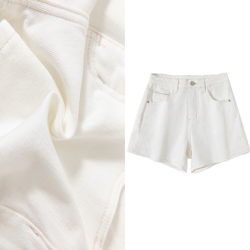 Lyocell White Contrast Color Pocket Denim Shorts 2025 Summer Thin Women's Loose High Waist Slim Casual Shorts