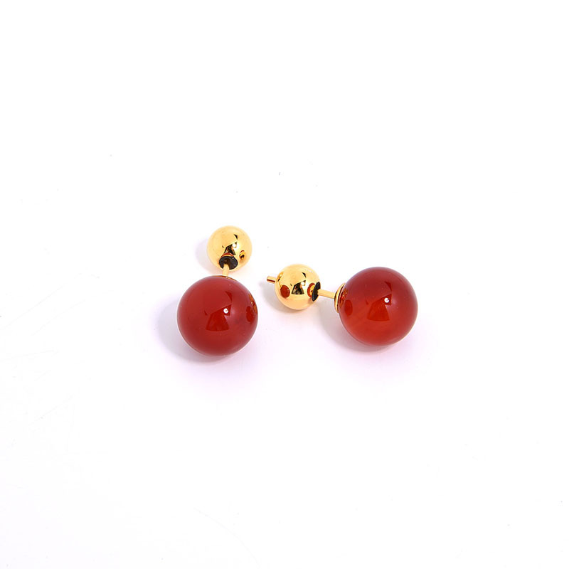 1 Pair Retro Classic Style Round Plating Agate Sterling Silver Tiger Eye Drop Earrings display picture 5