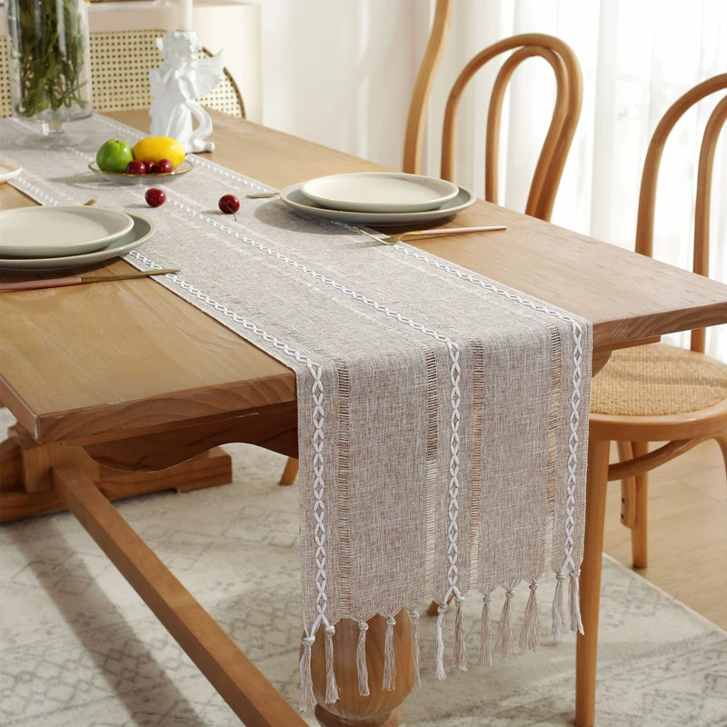 Cross -border Amazon Simple handmade hand -woven hollow Su Table flag household American rural Christmas table cloth desktop