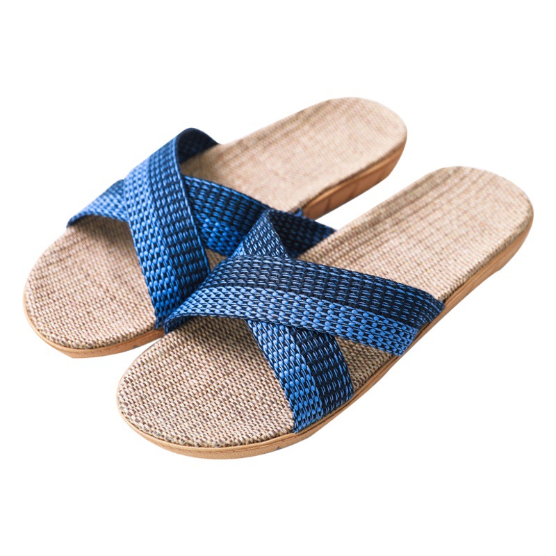 Linen Slippers Summer Women's Home Use Men's Silent Yoga Indoor Slippers Comfortable Non-Slip Wear-Resistant Couple Linen Slippers