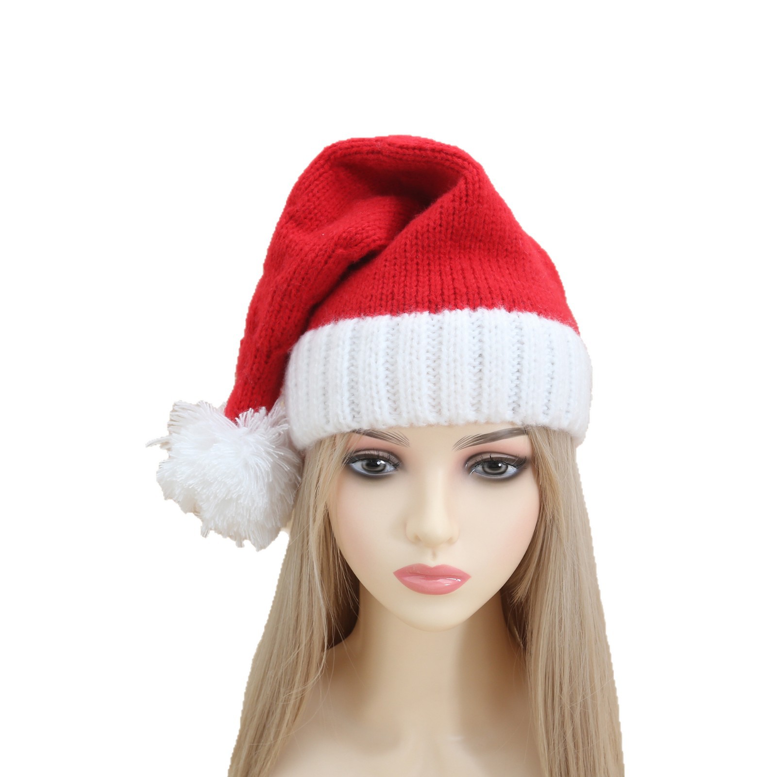 Cappello rosso classico per genitori e figli, spesso lavorato a maglia, per Natale, autunno e inverno, transfrontaliero, europeo e americano_voghion.com
