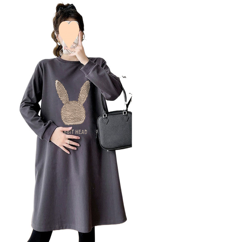 임산부 가을 드레스 패셔너블 엄마 2025 슈트 가을 중간 길이 상의 스웨터 스커트 투피스 슈트