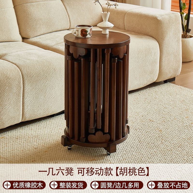無垢材の積み重ね可能な丸いスツール、モダンな家庭用コーヒーテーブル、小さなスツール、ダイニングテーブルスツール、新しい中国風のスタッキングチェア、予備椅子|undefined
