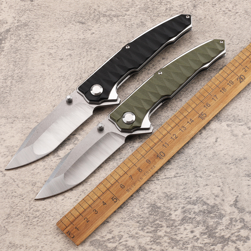 跨境供货D2G10手柄户外轴承滚珠水果野营口袋收藏EDC折叠刀具