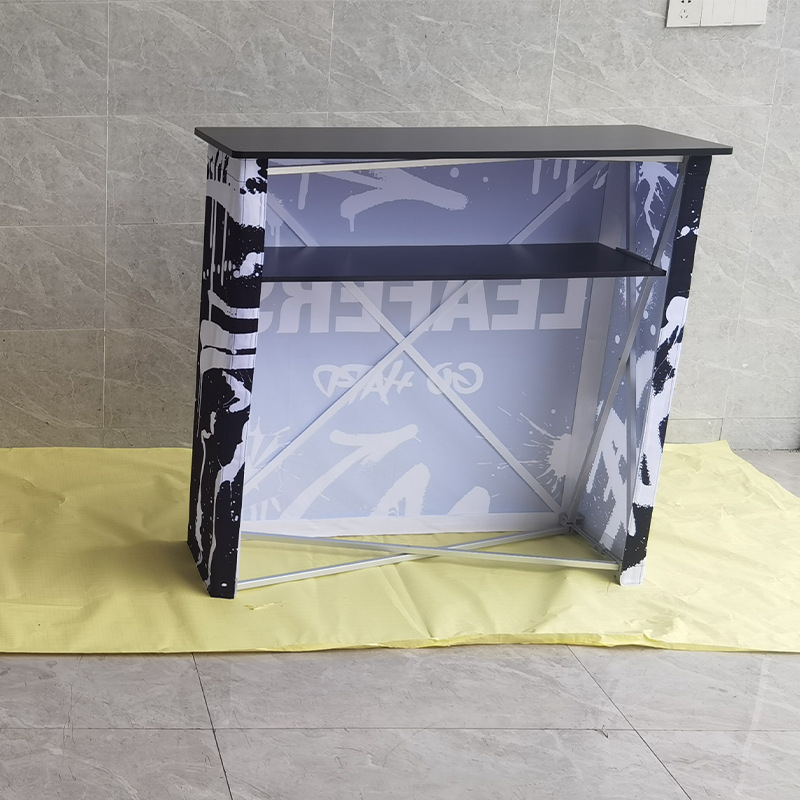 热转印画面促销台 展位接待台 便携式折叠铝合金方形洽谈桌