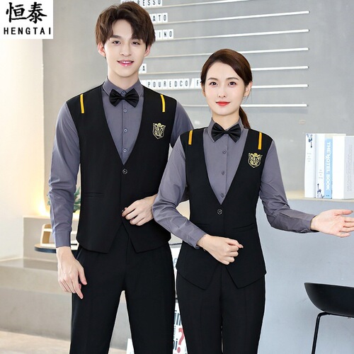 KTV waiter work clothes for men and women fake vest suit hotel catering restaurant western restaurant uniform logo