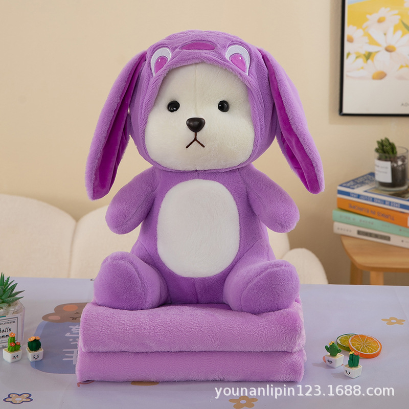 모자 곰 스티치 보라색