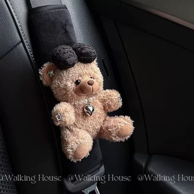 Interior Decoration Gift, Seat belt shoulder pad - maillard-bear-black-shoulder-pad-1-piece