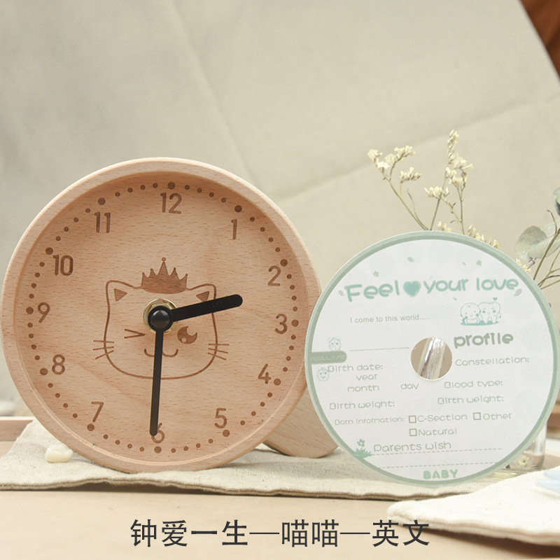Clock pequeño creativo, decoración para niños, caja de dientes de leche de madera, caja de dientes de leche de reloj de amor de por vida