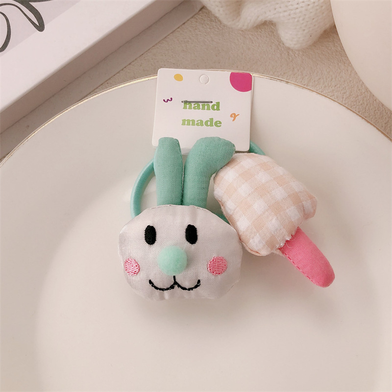 Diversión tela dibujos animados conejo hongos cabello lindos anillo de cabello de alta elasticidad correa de cabello de cola de caballo adornos para el cabello