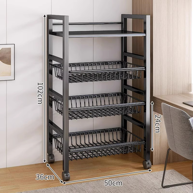 Estante de almacenamiento de cocina Estante de almacenamiento multicapa de piso Cesta multifuncional de frutas y verduras Horno de microondas Estante de almacenamiento de artículos