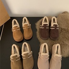 厚底复古乐福鞋毛毛单鞋女鞋子2025新款秋冬季加绒保暖棉鞋勃肯鞋