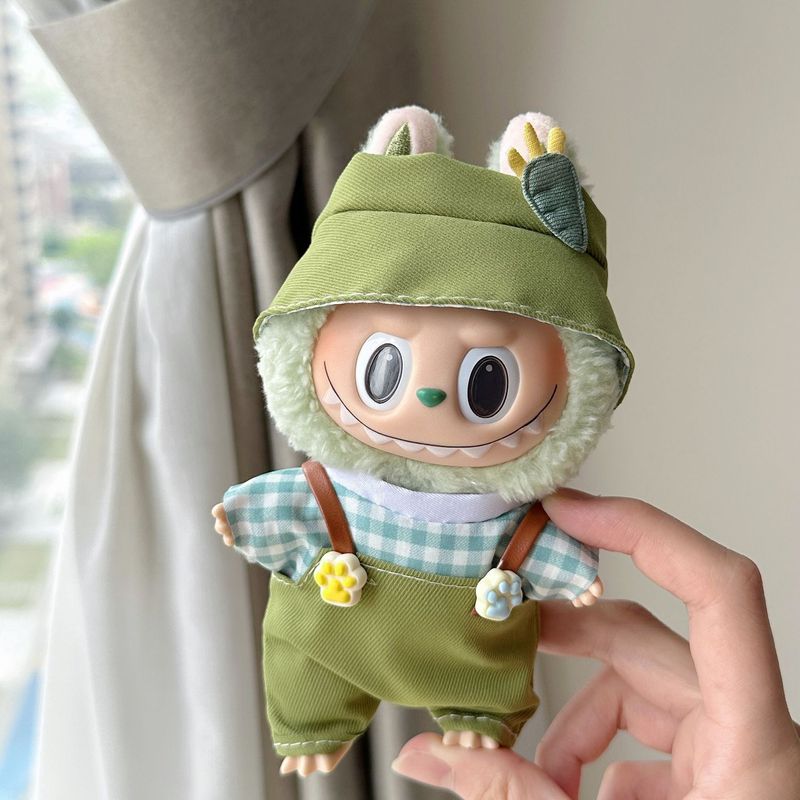 第一世代と第二世代のラブドール服グリーンオーバーオール漁師帽子ラブブ座りパーティーチェック柄スーツ卸売|undefined