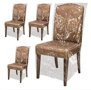 pvc dining chair dust cover waterproof dining room chair cover with backrest heavy duty transparent chair cover no dust hotel stool cover