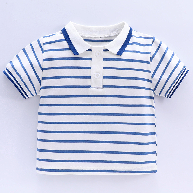 Boy's Short Sleeve Polo Shirt Summer Top Striped Upfront Children's Korean Version Summer New Half Sleeve Children's Clothing