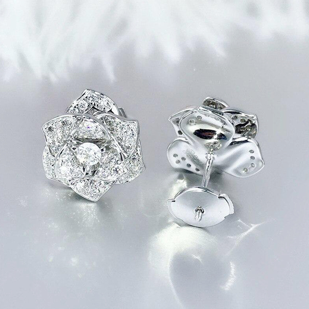 Zircon Stud Earrings Multi-coloured Crystal Jewellery Gift_voghion.com