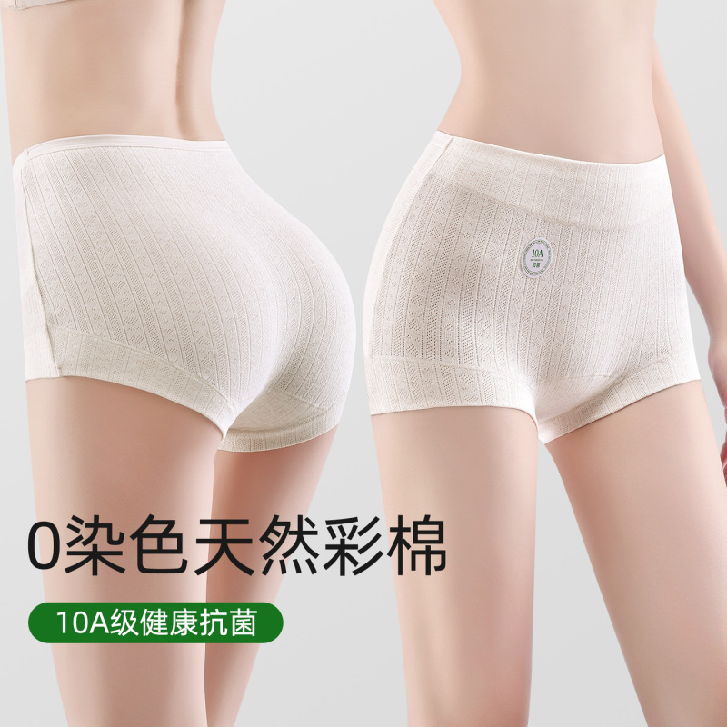 Class a Women's Underwear, 100% Cotton, 10A Antibacterial, Extended Crotch, Flat-Angle, Tummy Control, Antibacterial, High Elasticity, Breathable Women's Briefs