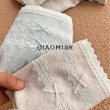 正品翘秘8004女士内裤纯棉中腰蚕丝裆抗菌秋冬季磨毛三角裤蕾丝边