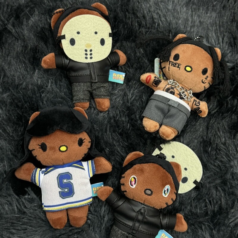 Cute Trendy Black Leather Rap Couple Hello Kitty Bag Pendant Doll Hello Kitty Hot Girl Keychain Cute Trendy Black Leather Rap Couple Hello Kitty Bag Pendant Doll Hello Kitty Hot Girl Keychain