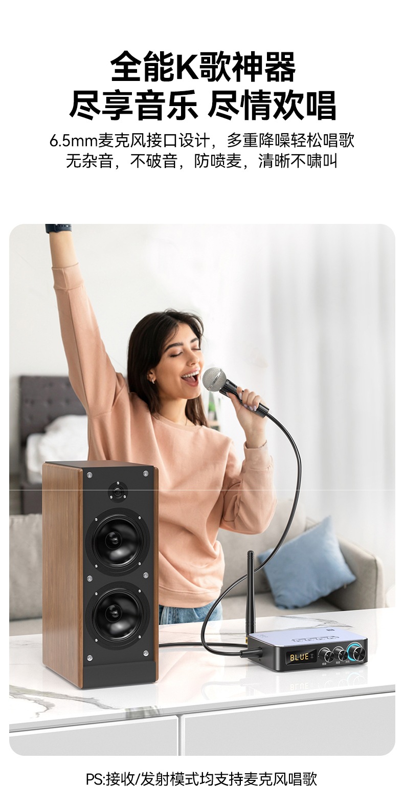 Bluetooth Receiver 5.3 Speaker Amplifier Karaoke Audio Adapter Desktop Computer Transmitter Fm Radio Lossless