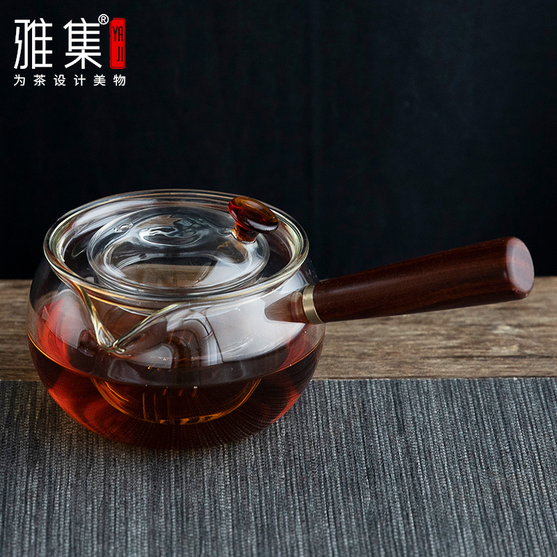 xyt tea set mingqu teapot with wooden handle side handle
