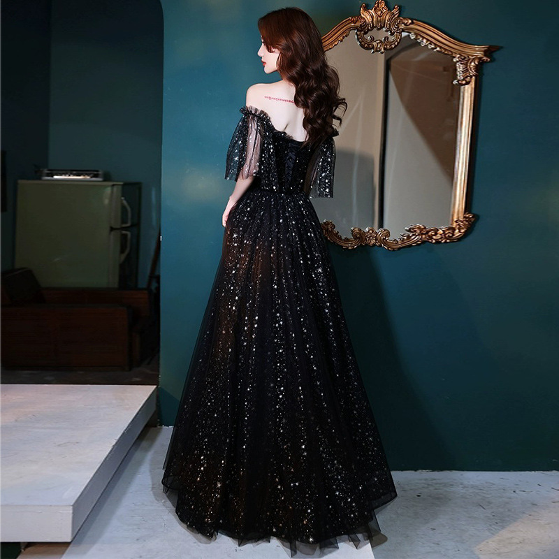Vestido de noche negro para mujer, vestido de fiesta de alta gama, nuevo estilo de verano 2026, elegante, de alta gama, lujo discreto, exclusivo. image 3