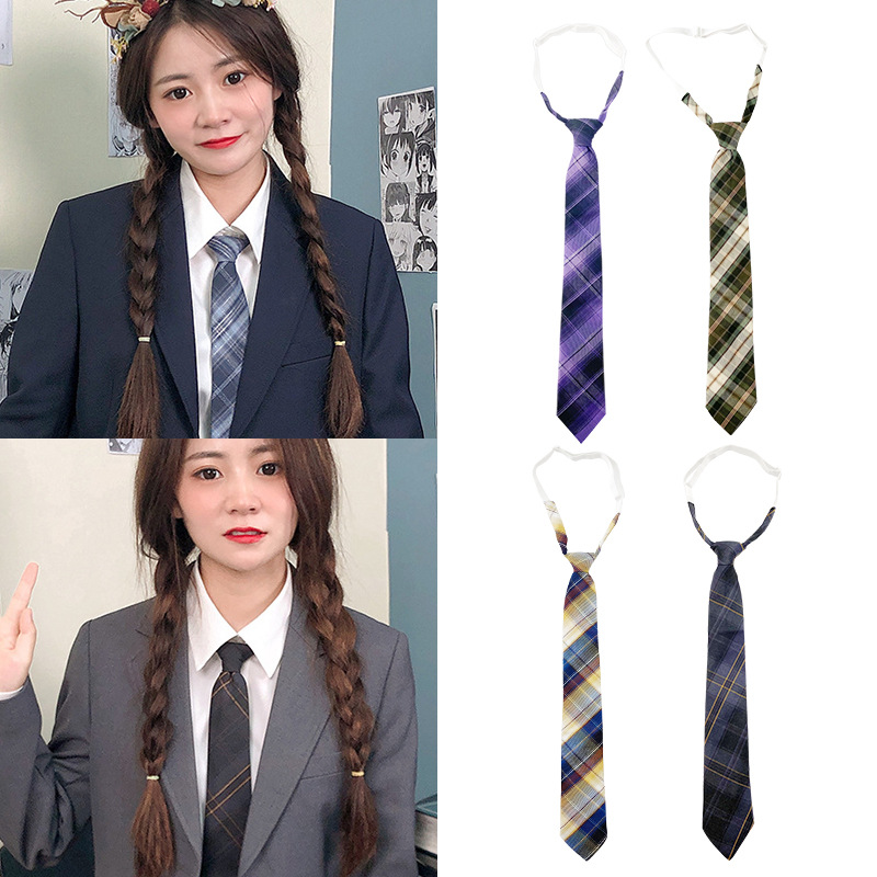 [Liquidación] Jk corbata pequeña, estilo universitario femenino, camisa de uniforme japonés a cuadros, pajarita, actuación de estudiante