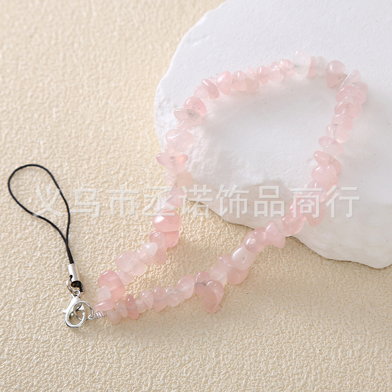 Europa y América transfronteriza nueva cadena de teléfono móvil de grava cadena de teléfono móvil cáscara del teléfono móvil aplicable piedra natural joyería de cristal honda