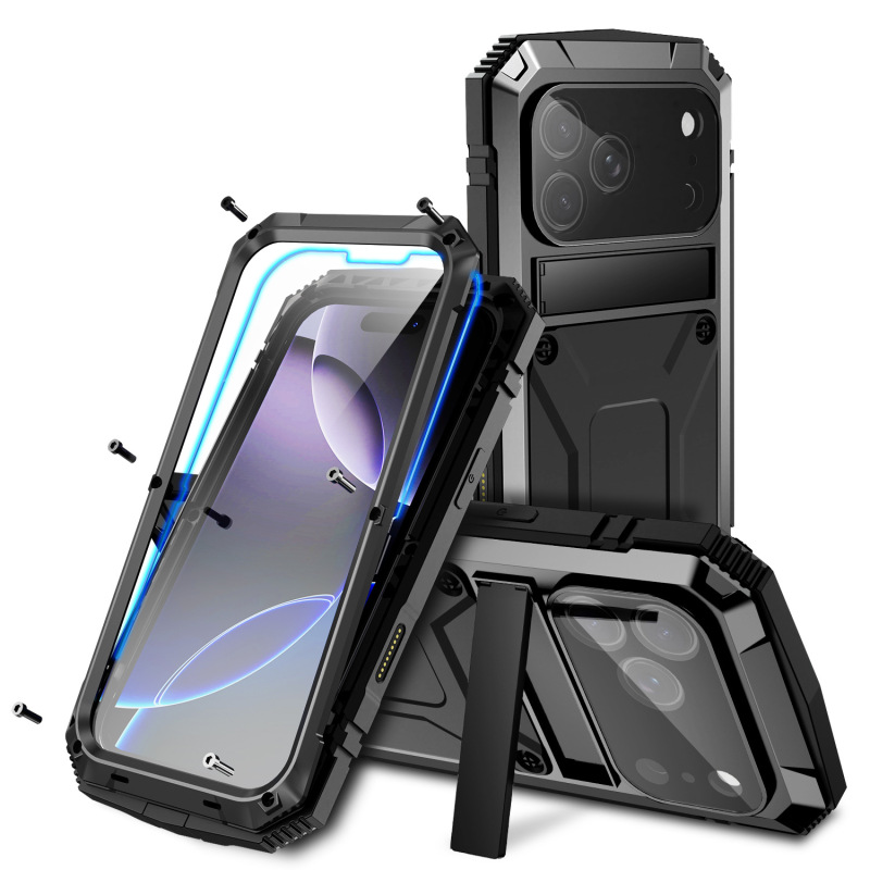 Suitable for Iphone17 Promax Mobile Phone Case Metal Anti-Fall Cross-Border Bracket Case Protective Cover Factory Wholesale Air Suitable for Iphone17 Promax Mobile Phone Case Metal Anti-Fall Cross-Border Bracket Case Protective Cover Factory Wholesale Air