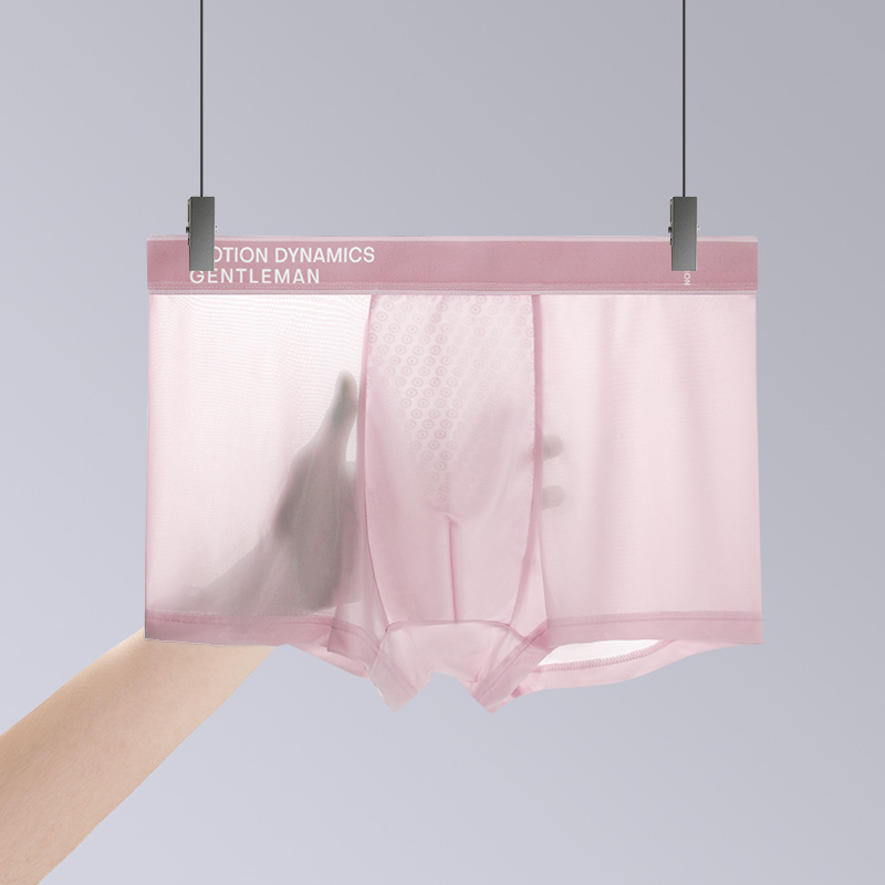Nuevos calzoncillos de seda de hielo de hombre transpirables, calzoncillos antibacterianos de color sólido, calzoncillos delgados y delgados para hombres en stock al por mayor