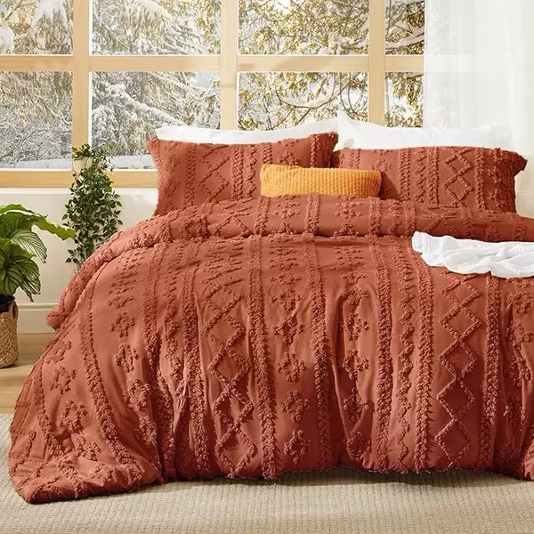 Tufted three-piece set for cross-border Amazon, brushed solid color, cut-out floral bohemian style bedding, wholesale from manufacturer