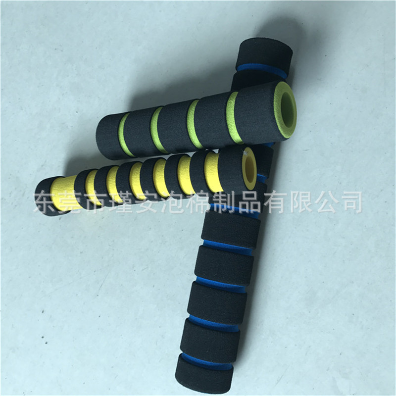 供应布袋手柄套 钓鱼杆把套止滑 nbr橡塑海绵套管 沟槽双色