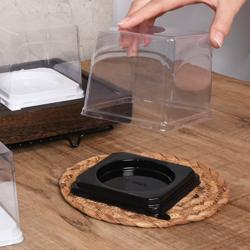 Square Y003 mousse caja de pastel de 3 pulgadas de múltiples capas para hornear pastelería caja de plástico transparente embalaje desechable caja de pastel de Luna