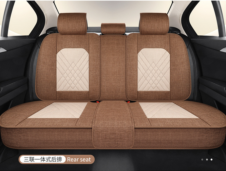 Cotton and Linen Car Seat Cushions for All Seasons, New Fabric Seat Cushions, Linen Seat Covers, Car Supplies, Seat Covers, All-Inclusive