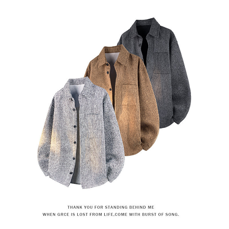 One Size Larger Autumn New Woolen Jacket Men's Fashionable Top Versatile Hong Kong Style Design Fashion Jacket