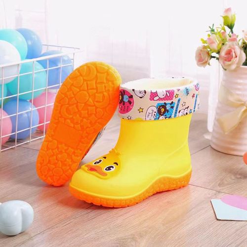 Children's fashionable rain boots, warm and cotton-resistant, waterproof, mid-calf rain boots for men and women, cute cartoon baby water shoes