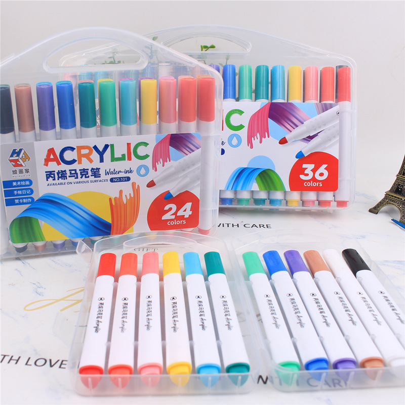 Marcador de acrílico impermeable apilable niños traje acuarela pluma tela cerámica madera piedra graffiti marcador
