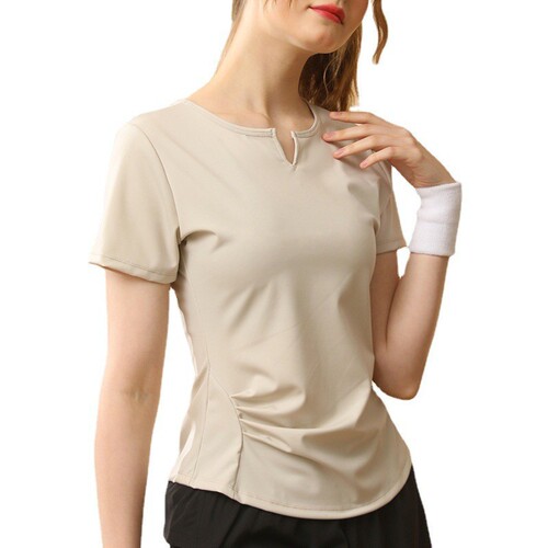 2024 New V-Neck Short Sleeve T-Shirt for Women, Summer Regular Shoulder Fit Slimming Sports Yoga Top, Fitness Quick-Dry Upshirt
