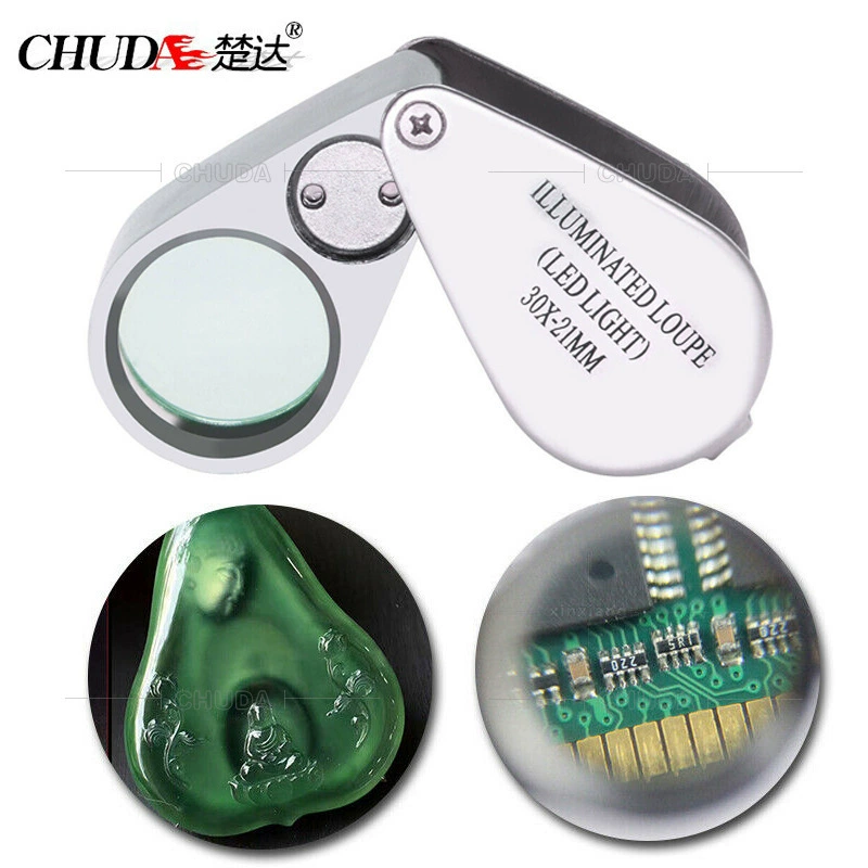 Chuda металлические идентификационные украшения зеркальный камень две светодиодные лампы 30x21 мм складное старинное светодиодное увеличительное стекло 21007