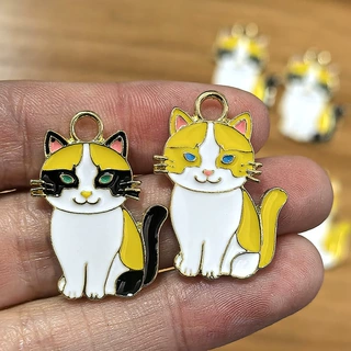 合金滴油彩色小猫咪动物饰品吊坠DIY可爱宠物耳环项链钥匙扣配件