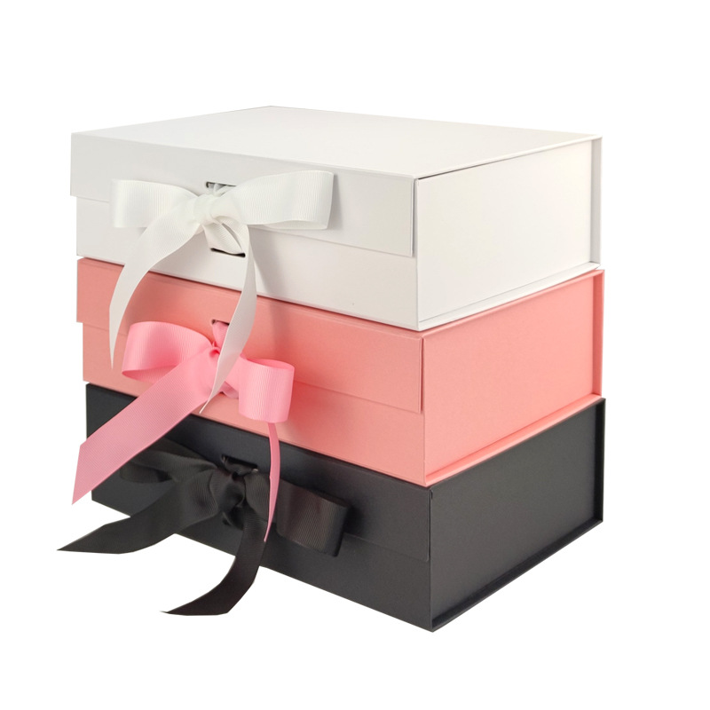 White red pink black gift box bow packag...