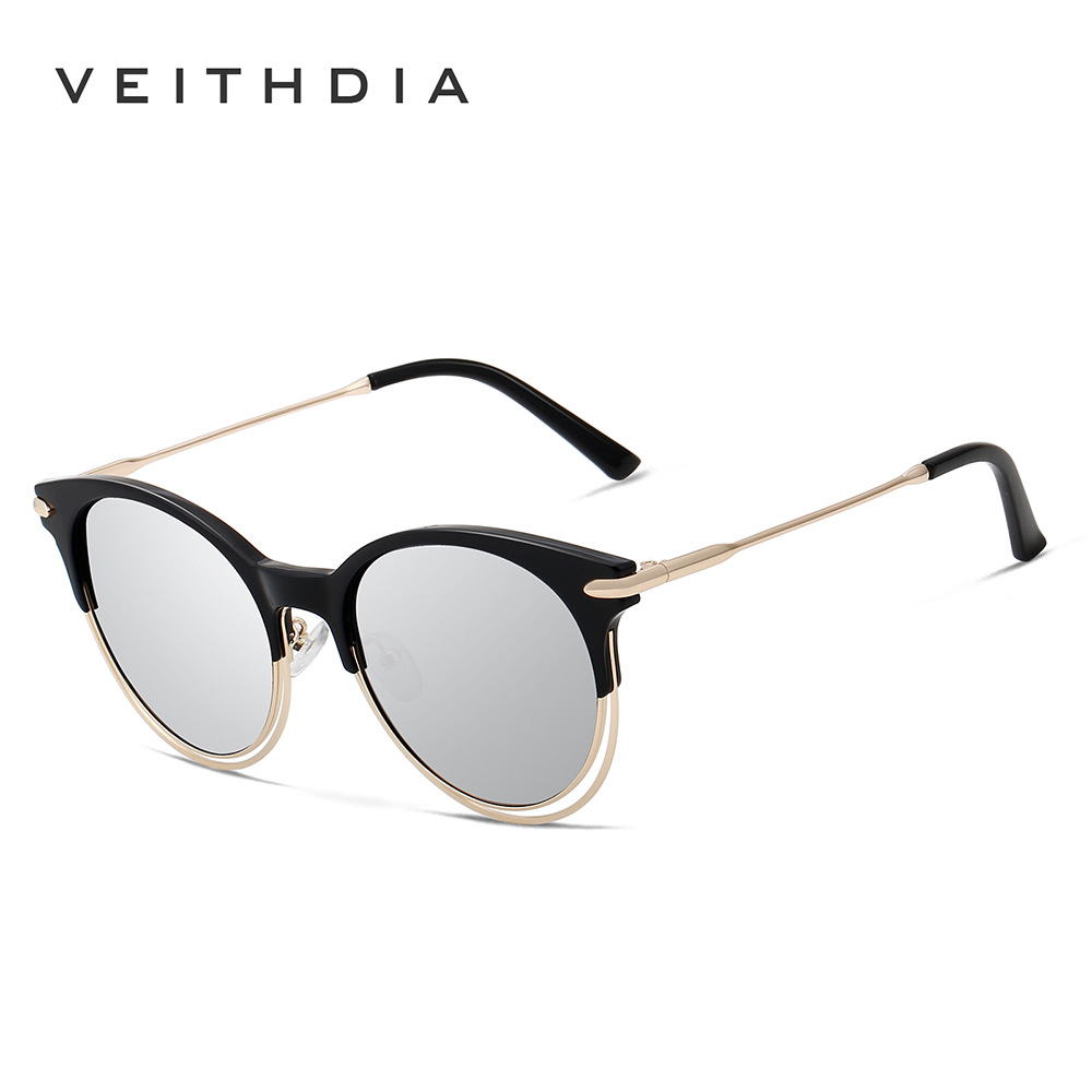 De moda de las mujeres ronda polarizada protección UV TR90 doble círculo ojo gato Gafas Sol 2023 nuevo en stock 3029