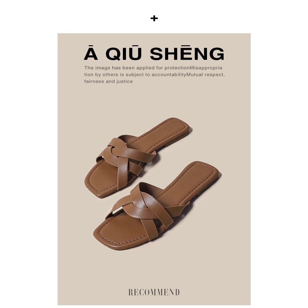 Pantofole a fondo piatto Le donne indossano sandali romani intrecciati dal nuovo design estivo Infradito in morbida pelle stile fata_voghion.com