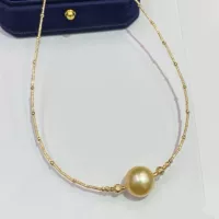 Zhuji Pearl 11-12mm Nanyang Jinzhu 18k Золотое ожерелье Морская вода жемчужная богиня подарок на заказ