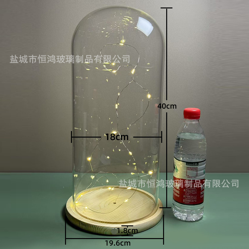 海胆永生花干花侧面触摸开关玻璃罩子底座带灯展示盒手办创意|undefined