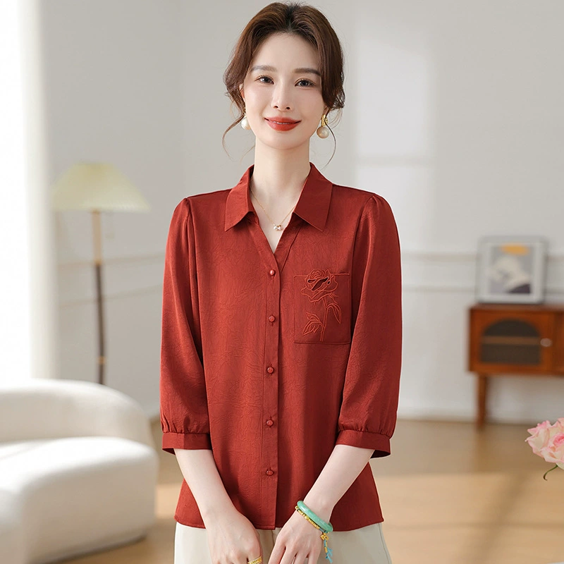 Новая мода мама 2025 лет лето средняя и пожилая свекровь рубашка