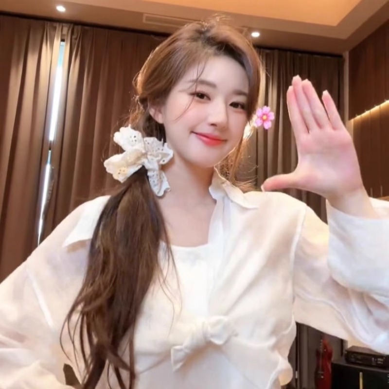 Zhao Lusi mismo estilo encaje intestino grueso banda para el cabello banda de goma de primavera cuerda para el cabello francés accesorios para el cabello accesorios para el tocado