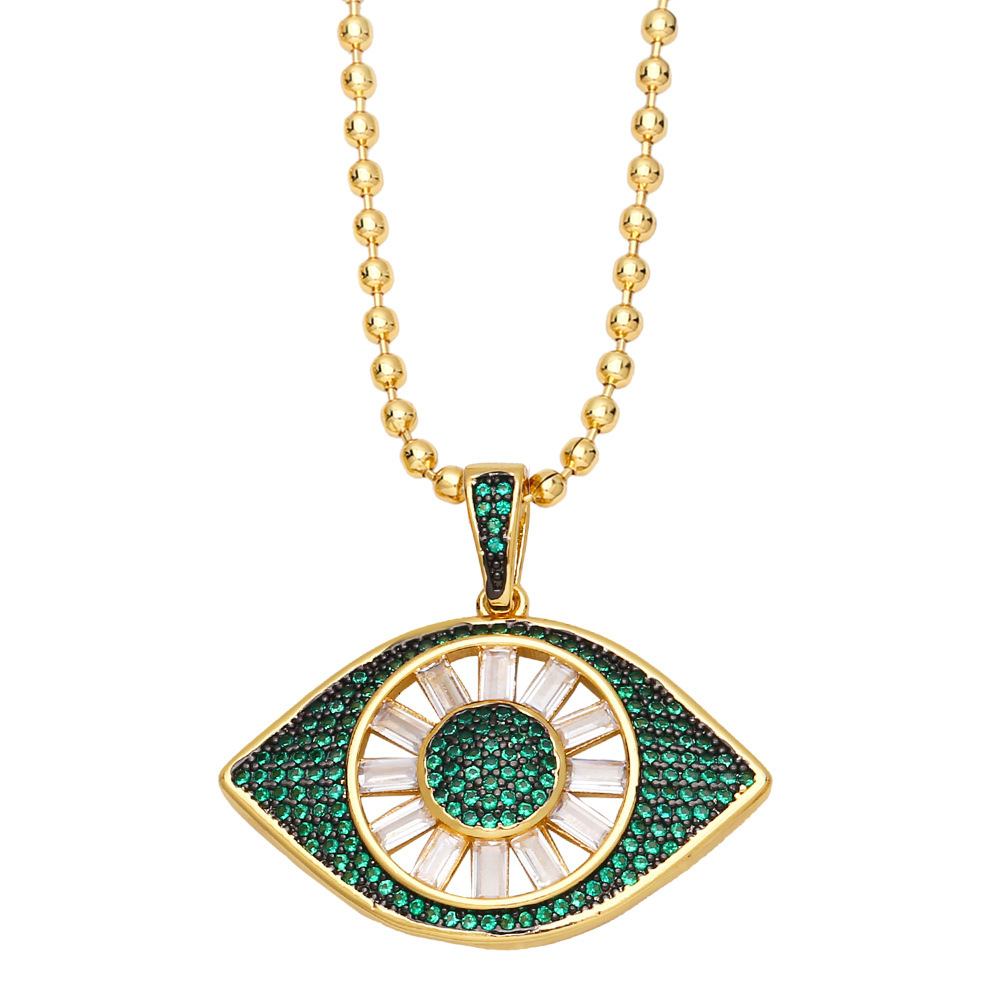 fashion hip-hop devilu0027s eye pendant copper gold-plated inlaid zircon necklace